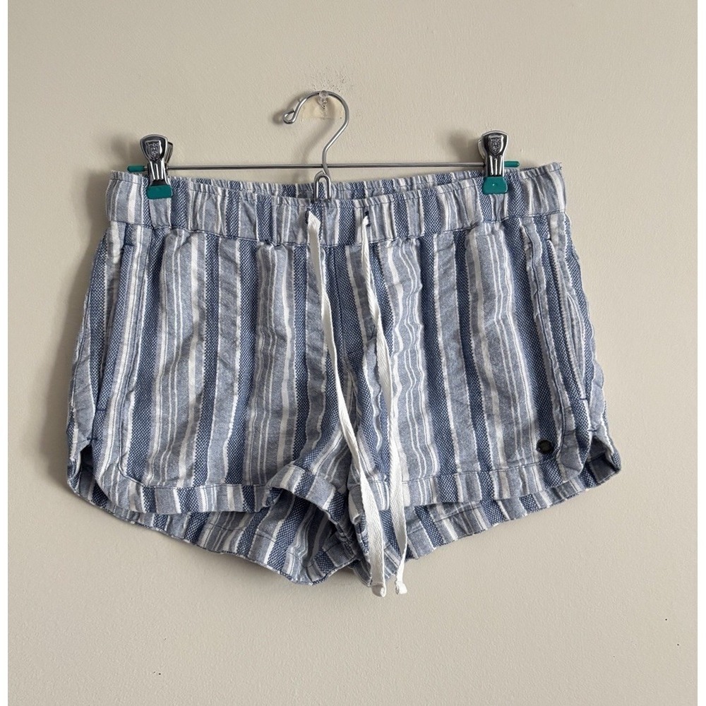 Roxy Shorts Womens Medium Striped Blue White Cotton Surfer Beach Coastal Cute